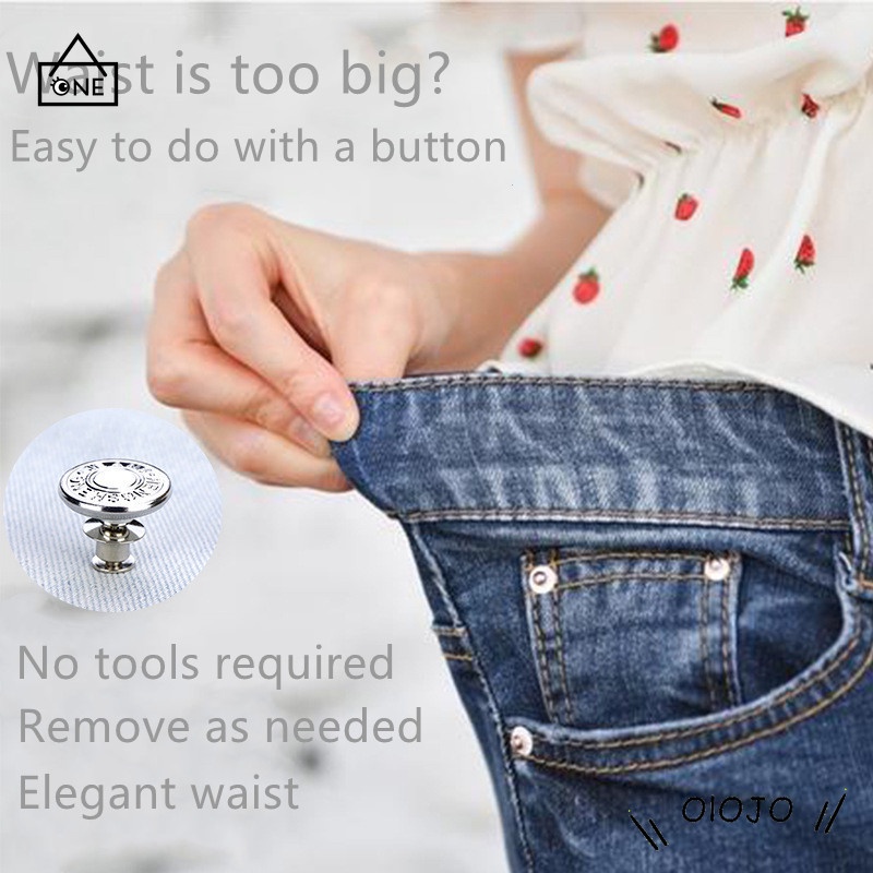 COD❤️1 Pcs Dilepas Tombol Pinggang Jeans Logam Pinggang Elastis Penyesuaian Gesper Artefak Universal-ol Adjustable Kancing A one