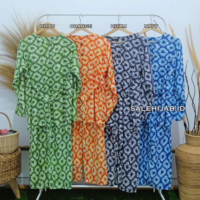 Setelan Baju Tidur Motif Bunga Sepatu / One Set Fashion Wanita Rayon Premium Kode T4 G4 G3 G2-T4 ORANGE