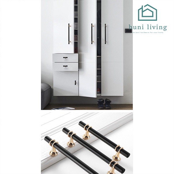 Handle lemari Handle Emas Hitam Gold Black Tarikan Laci Minimalis Modern Gagang Pintu Lemari Model Baru