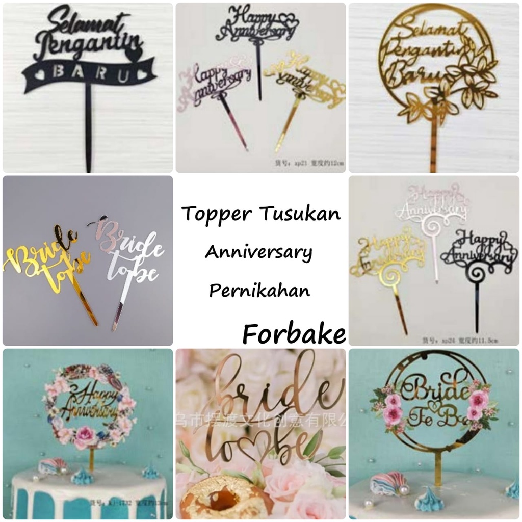 Cake Toper Topper Tusuk Kue Ulang Tahun Ultah Anniversary Bride To Be Pengantin baru