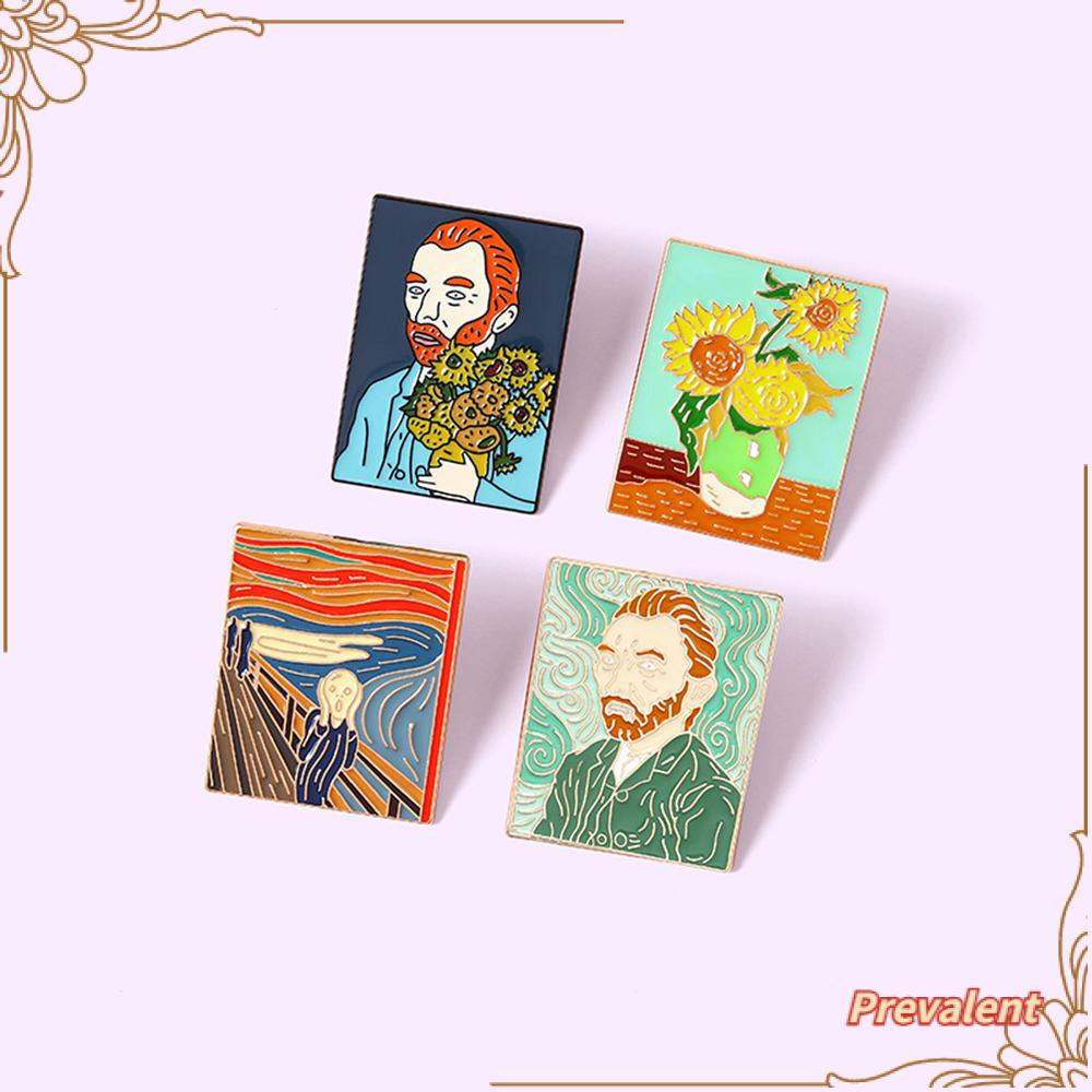 Bros Pin Enamel Desain Lukisan Bunga Matahari Van Gogh Untuk Aksesoris Kerah