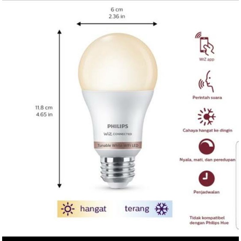 PHILIPS Lampu Smart WiFi LED 9W - Tunable White (Putih) - Putih