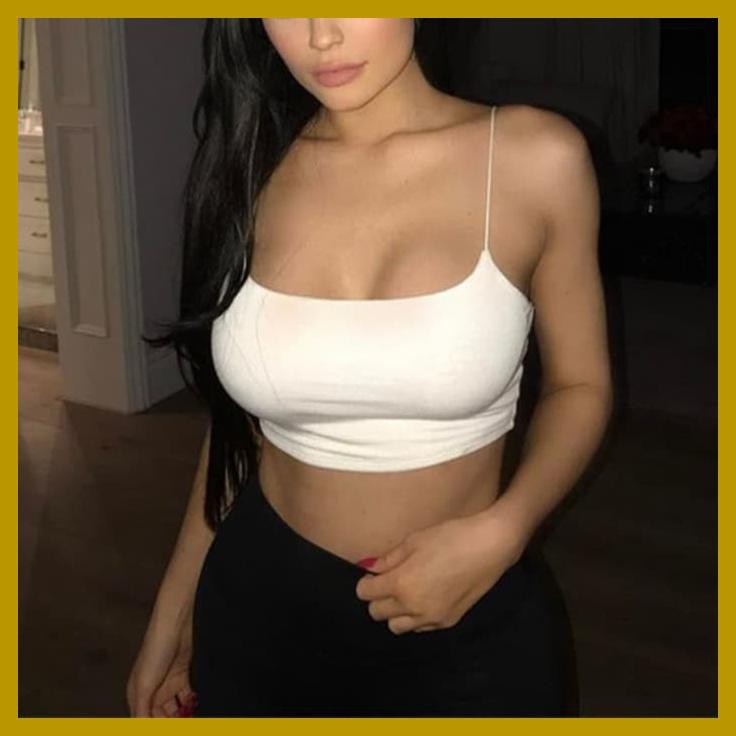 KYLIE BRALETTE TANKTOP CROPTOP TALI SPAGHETTI TANK TOP MURAH BRA SEKSI - PUTIH