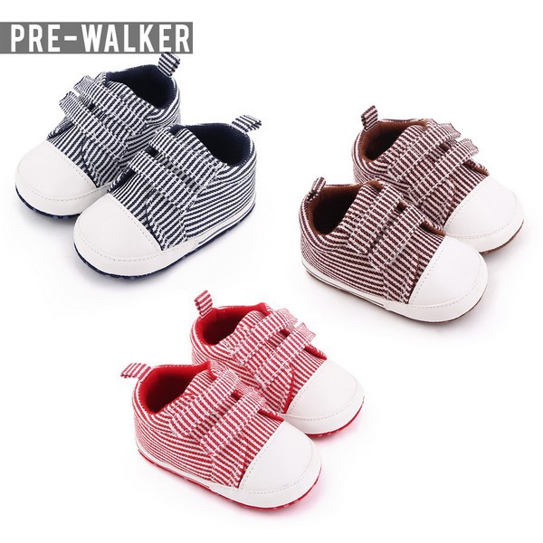 Sepatu Anak Bayi Laki Laki Motif Salur - Sepatu Prewalker Baby S1180