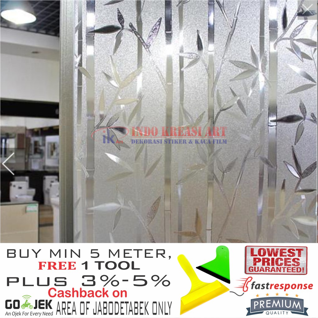 STIKER KACA STICKER KACA MOTIF BAMBU GLITTER 122 KACA FILM MOTIF PELAPIS KACA JENDELA