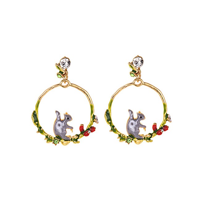 LRC Anting Tusuk Fashion Alloy Circle Kangaroo Earrings F6340X