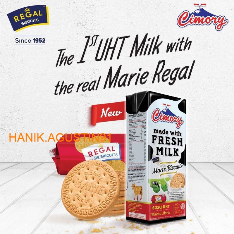 

SUSU CIMORY UHT FRESH MILK 250ML CIMORY MARIE BISCUITS CIMORY REGAL CIMORY MARIE REGAL 120gr SS91