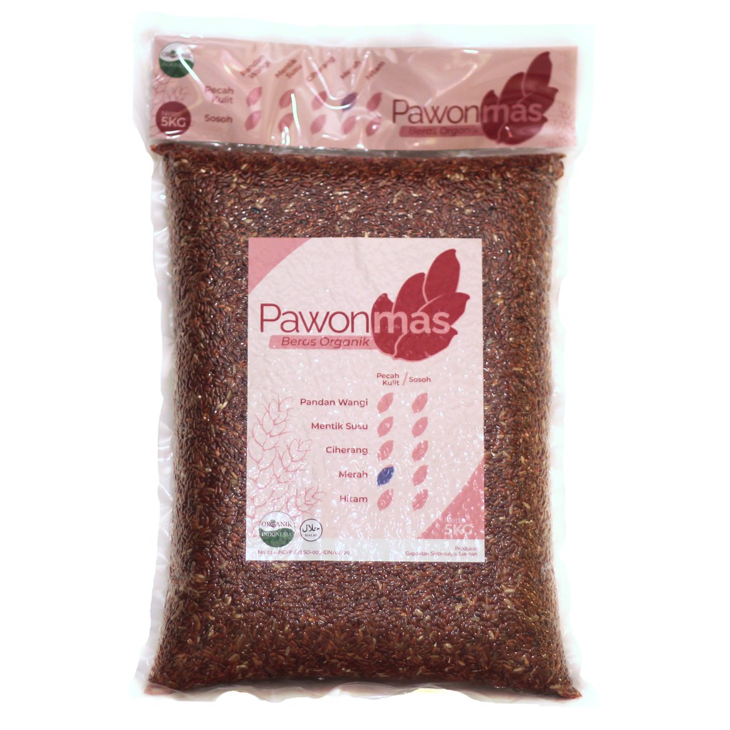 

Pawonmas Beras Merah Organik Pecah Kulit [5kg] Rendah Gula Beras Diet Low IG
