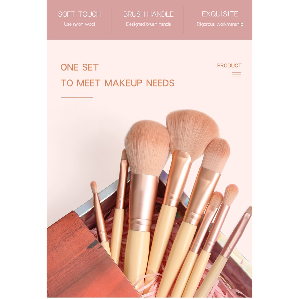 MAANGE 8Pcs/Set Makeup Brush Set Untuk Bedak Bibir Foundation Alis Eyeshadow Stabilo Alat Kecantikan 5873