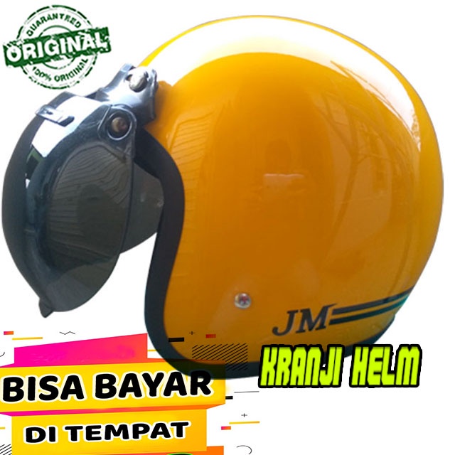 Helm / helm bogo / helm retro bogo jm garis yellow terbaru