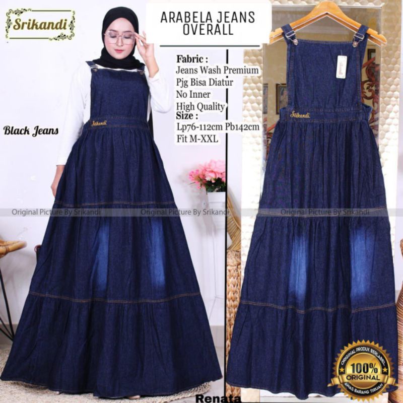 BAJU OVERALL JUMPSUIT ROK MAXY LONG DRESS GAMIS KODOK PANJANG BAHAN JEANS LEVIS DENIM WANITA