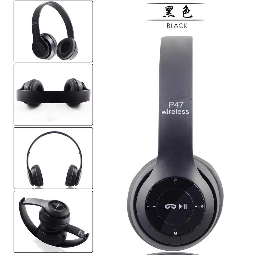 Headphone Gaming Bluetooth + Free Kabel Jack 3.5mm - Headset Wireless Macaron Extra Bass