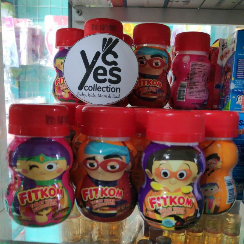 Fitkom tablet hisap 21 pcs multivitamin vitamin 2+ thn Stroberi Jeruk Anggur Suplemen Makanan vitkom