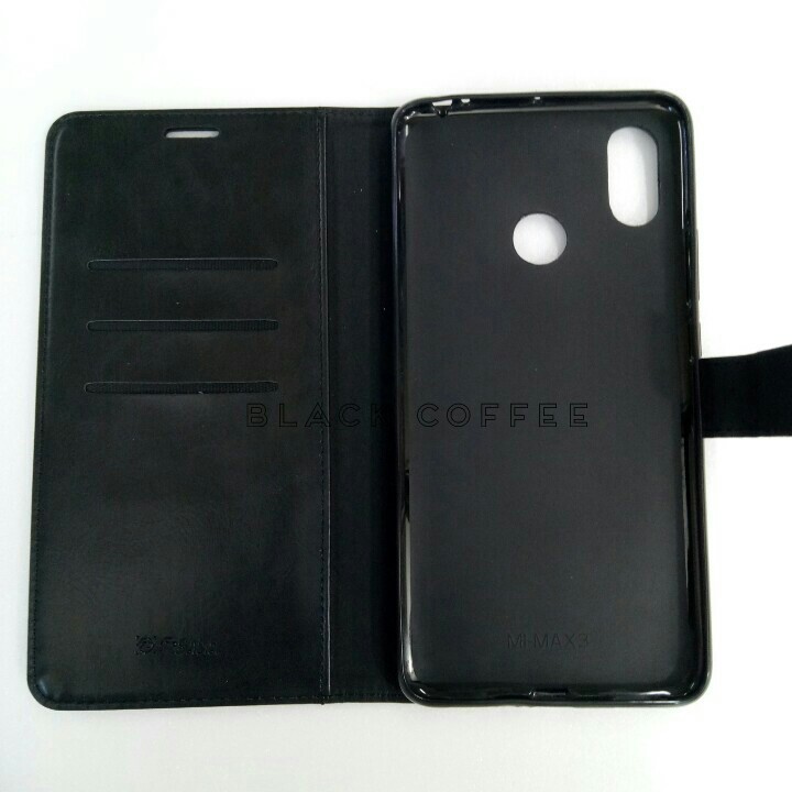 sarung buku kulit xiaomi mi max 3 LEATHER CASE FASHION xiaomi
