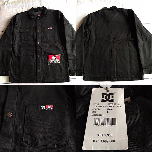 Kemeja Panjang DC Ben Davis Front Snap Black Canvas