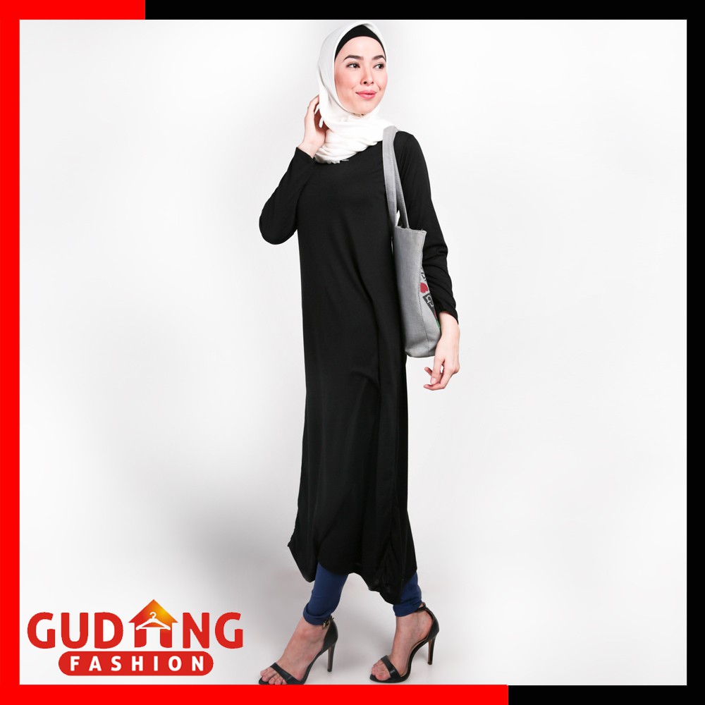 GIOFLO Gamis Terbaru Murah Dan Cantik Spandek Hitam / GMS 01