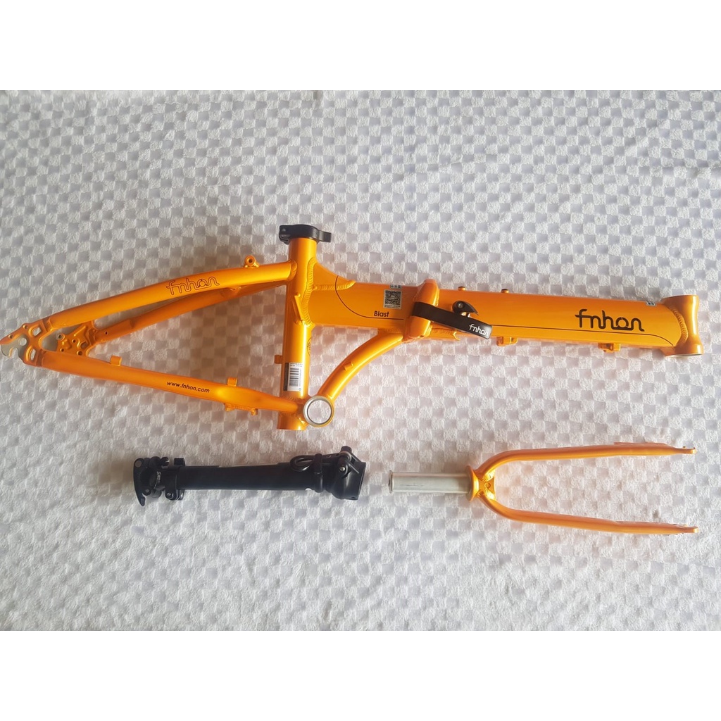 Frame Fork plus Handlepost Fnhon Blast Orange oren Discbrake 20 22 inch