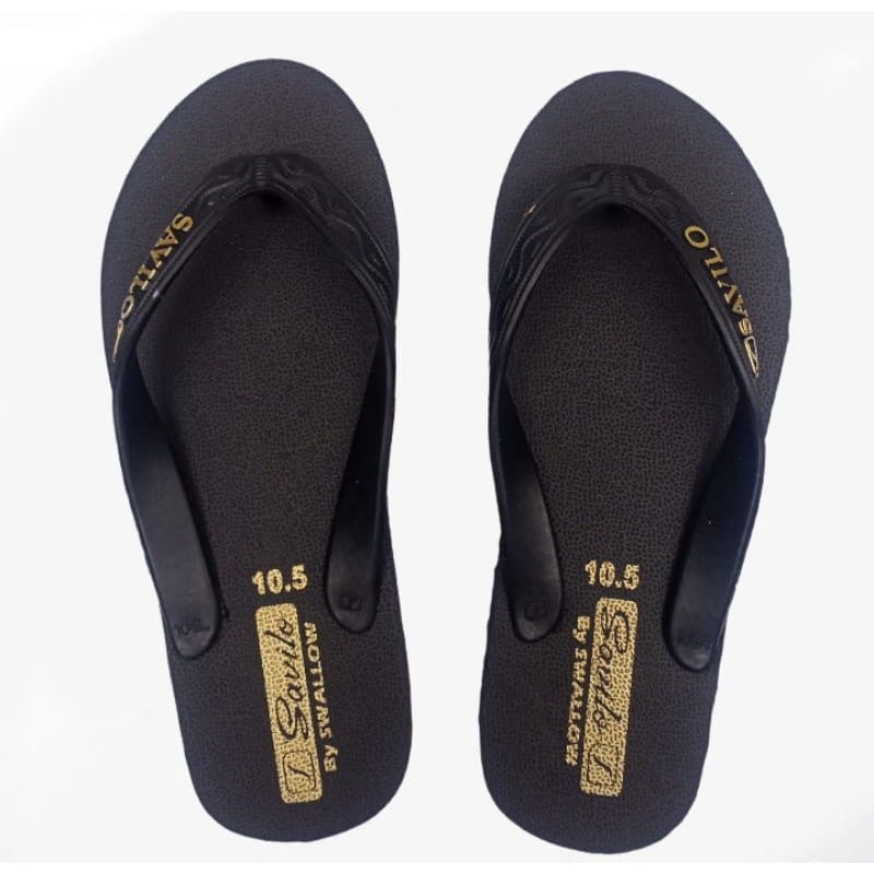 swallow savilo japit sandal karet black gold hitam