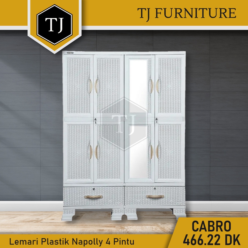Napolly Lemari Pakaian Plastik 4 Pintu Dengan Kaca / Cermin - CABRO 466.22 DK
