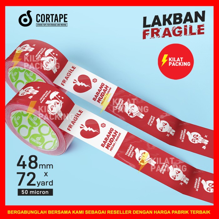 

PEREKAT-PENGIKAT- ISOLASI FRAGILE RUSFET 48 MM X 90 YARD SATUAN PLAKBAN FRAGILE - BENING -PENGIKAT-
