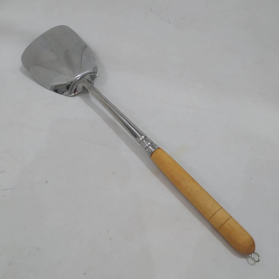 Sendok Goreng Sutil Sodet Spatula Stainless gagang kayu dramashop