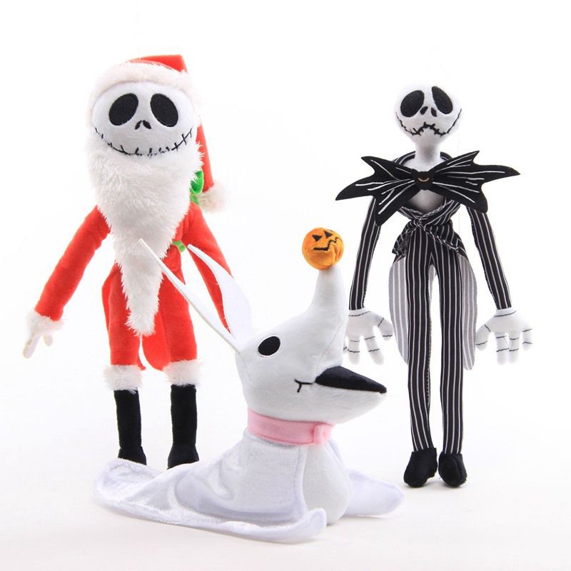 30cm Boneka Nightmare Before Christmas Jack Skellington &amp; Santa Jack &amp; Zero Plush Doll Toys Mainan