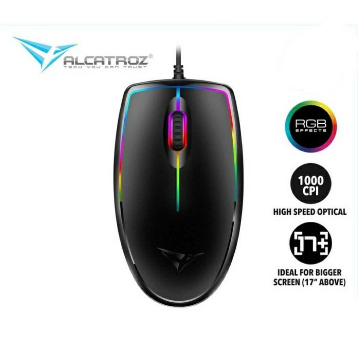 Mouse Gaming Alcatroz Asic 7 RGB FX 1000CPI Mouse USB Wired High Resolution