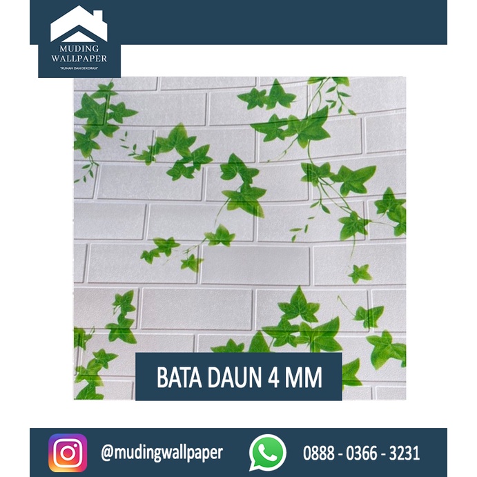 Wallpaper Bata Putih 3D Foam 77 x 70 cm-Bata Daun 4 MM
