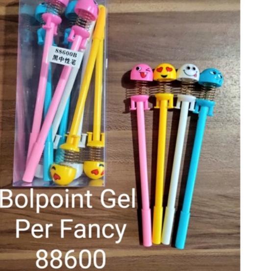 

(TERLARI⚡) (Harga 1 lusin = 12pc) Spring Doll Pen, bolpen kepala per, ballpoint per karakter emoticon warna produck terbaik