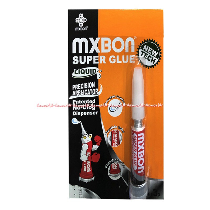 Mxbon Super Glue Liquid 3gr Lem Untuk Keramik Besi Karet Merah