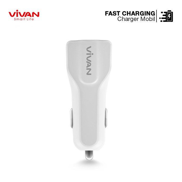 Charger Mobil Vivan CC02S 3.1A Car Charger Fast Charging Dual USB Port White