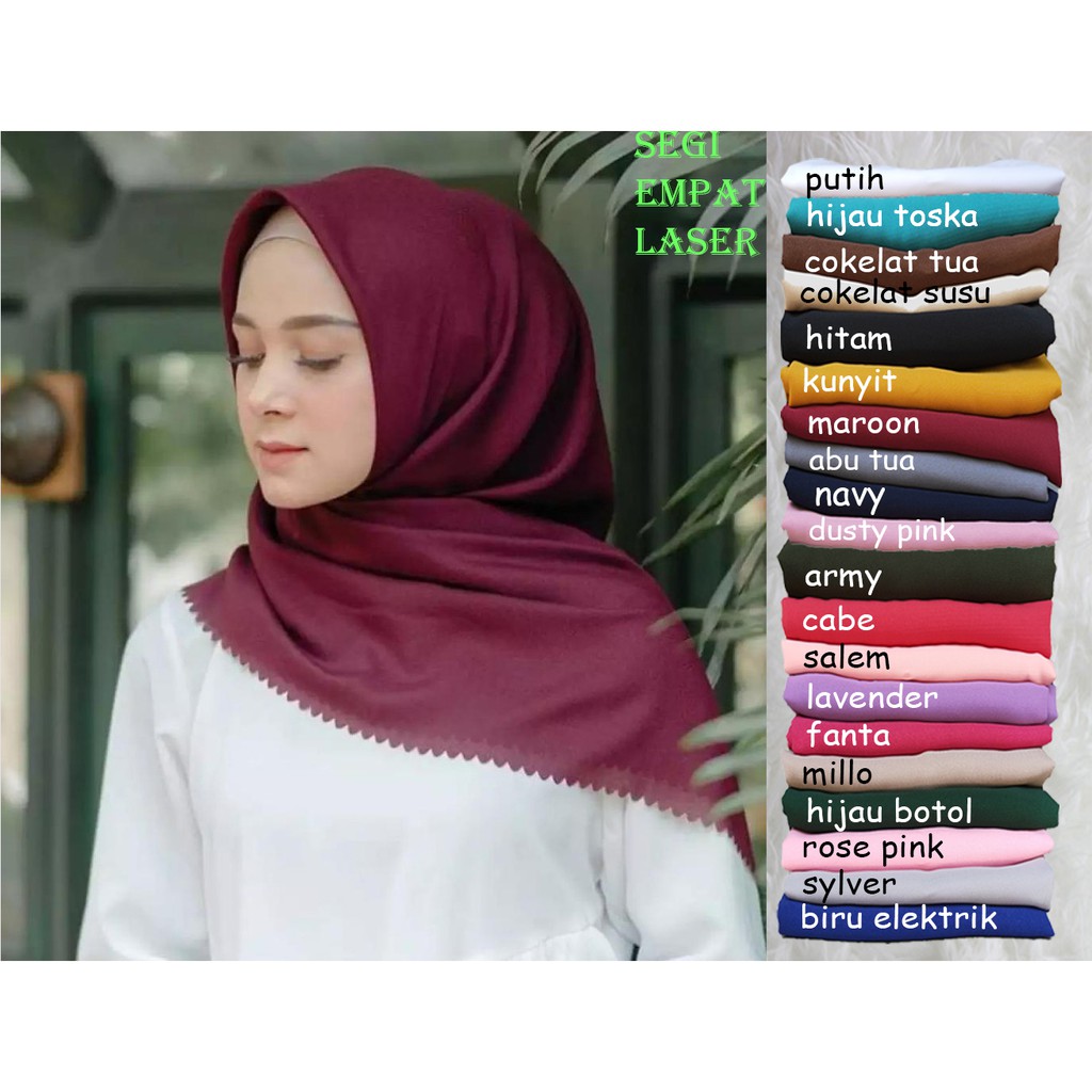 SEGIEMPAT BELLA LASER LC HIJAB LASERCUT SQUARE POLYCOTTON JILBAB TANPA MIN.ORDER