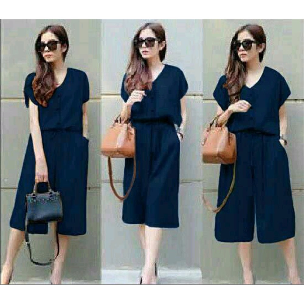 GL QL 679846 JUMPSUIT JUMPER ESTHER Baju terusan wanita cewe 3 per 4 jalan pergi main santai kerja k