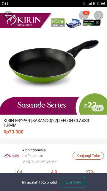 KIRIN FRYPAN |SASANDO|22|TEFLON CLASSIC|1.9MM | Shopee