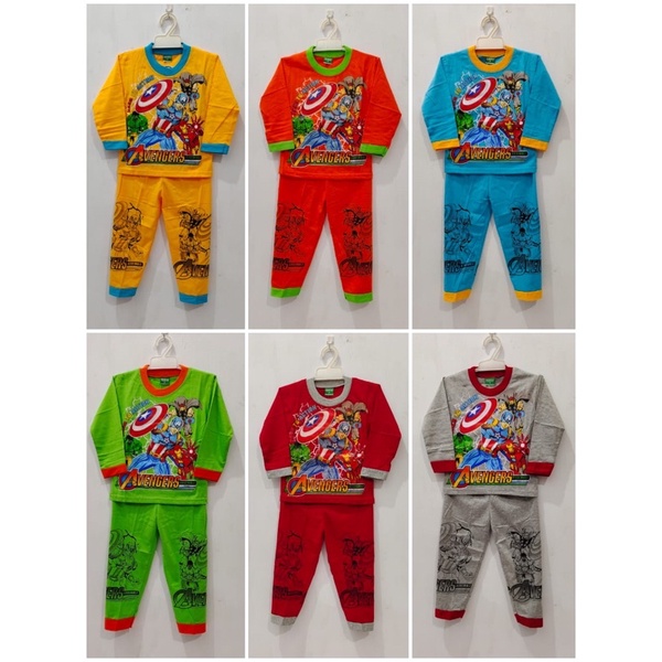 STELAN BAJU TIDUR ANAK LAKI LAKI BERKARAKTER AVANGER 2-10thn