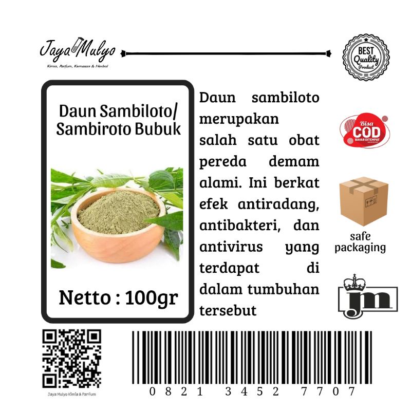 

Daun Sambiloto Bubuk (100gr)/Daun Sambiroto Bubuk