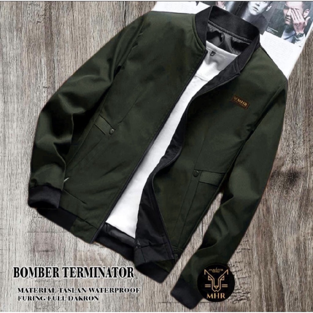 JAKET BOMBER PRIA SIMPLE TERMINATOR  TASLAN WATERPROOF