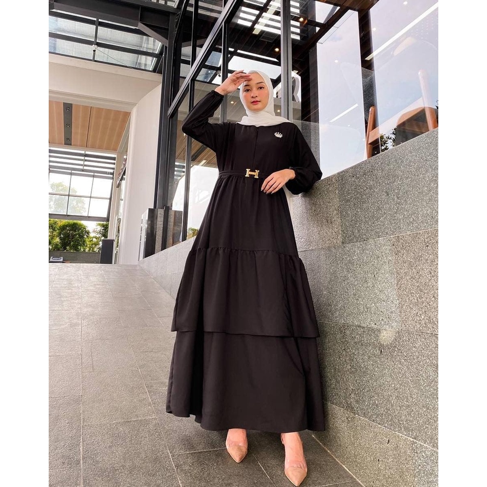 Halwa GAMIS MUSLIM MURAH gamismurah gamiswanita gamismuslim gamistermurah gamisterbaru QWER-Mayra Black