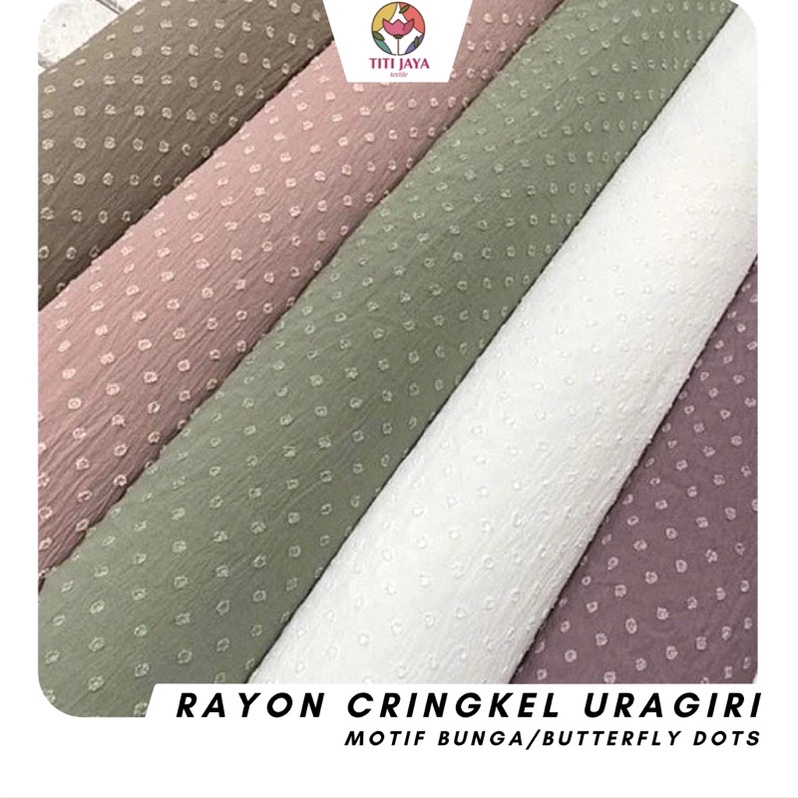 (TERMURAH) Rayon CRINKLE CEY Airflow URAGIRI ONE TONE Original / Kain Katun Motif Dots onetone Kringkel Cringkel onetone Krinkle Bunga