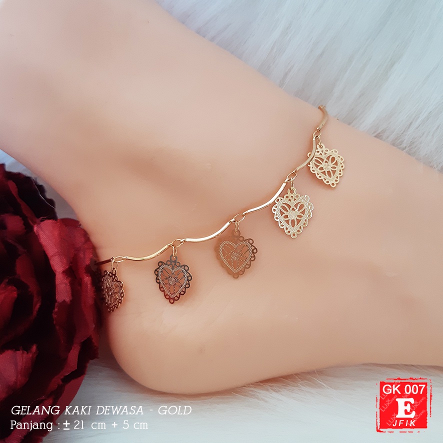 GK 007 - Gelang Kaki Tebal Murah Perhiasan Wanita Lapis Emas Imitasi - Anklet Xuping - Luxx Xuping