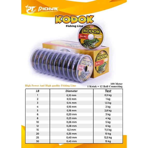 Senar KODOK | PIONEER | Size : 20LB, 25LB, 30LB