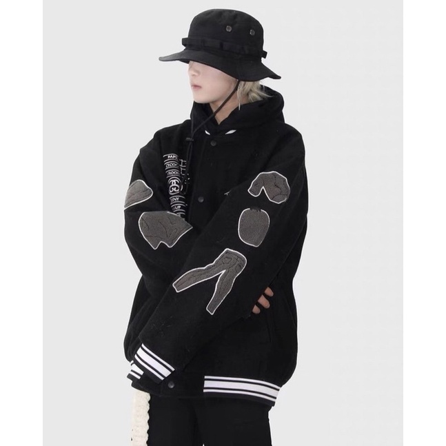 INS Jacket Baseball Varcity Wanita Oversize | Sweater Berkancing Full Sablon Model Terbaru Korean Style Jacket Stylish