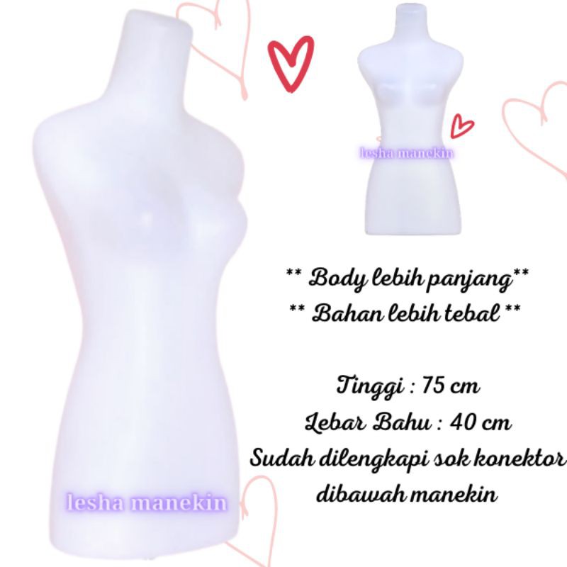 Manekin Wanita Body Panjang Putih Natural- Patung Baju DM BENING NK