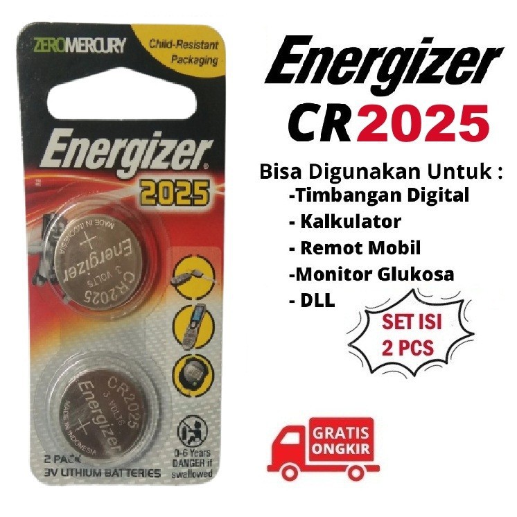 Baterai Kancing Energizer CR2025 / 3 Volt Original Battery CR2025 (isi 2pcs)