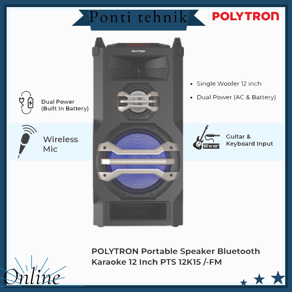 SPEAKER ACTIVE POLYTRON PTS -2K15 USB BLUETOOTH