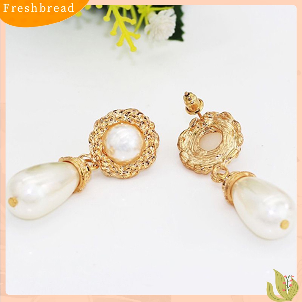 ? Fresh ? Anting Giwang Elegan Mewah dengan Mutiara Imitasi Warna Emas untuk Wanita