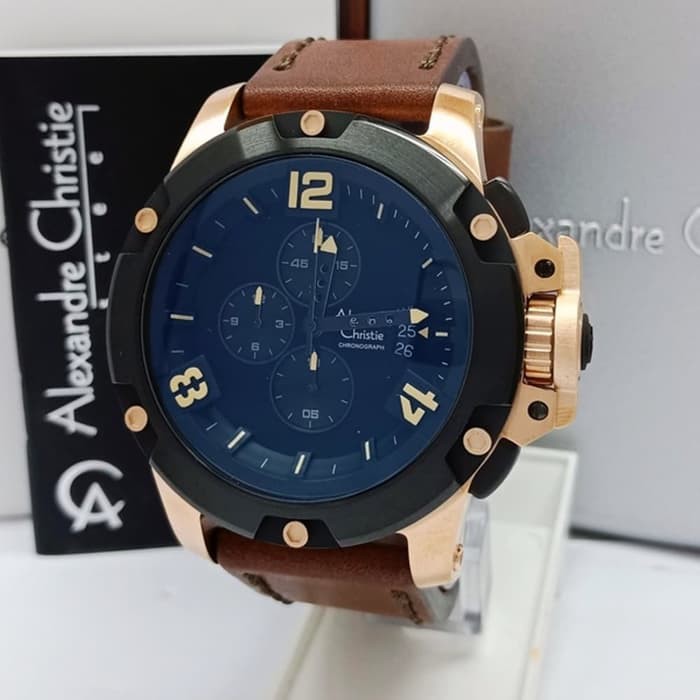 JAM TANGAN PRIA WANITA   ALEXANDRE CHRISTIE AC6295 MC AC 6295 MC ROSEGOLD BLACK ORIGINAL