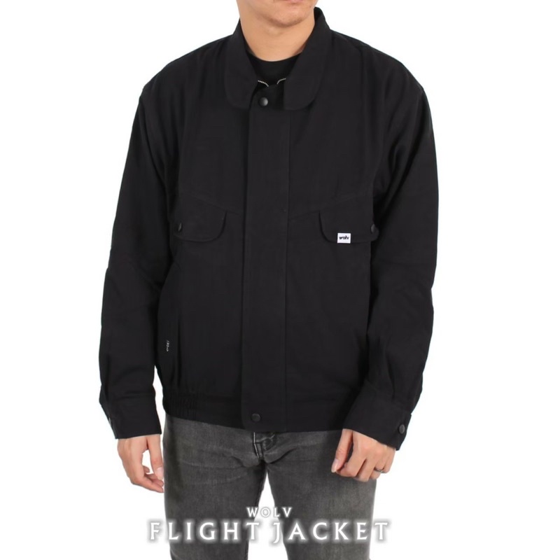 WOLV ORIGINAL Jaket Pilot Jaket Flight Jaket Vintage Jaket Bomber Hitam