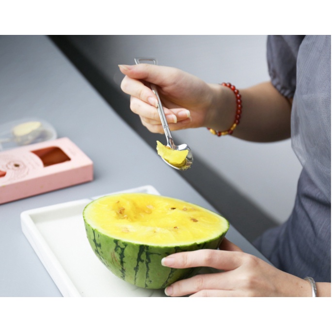 CAFE Sendok Dessert Sekop Unik scoop Ice cream Buah cake Lucu Gold Stainless Teh Kopi fruit spade yogurt cantik-3