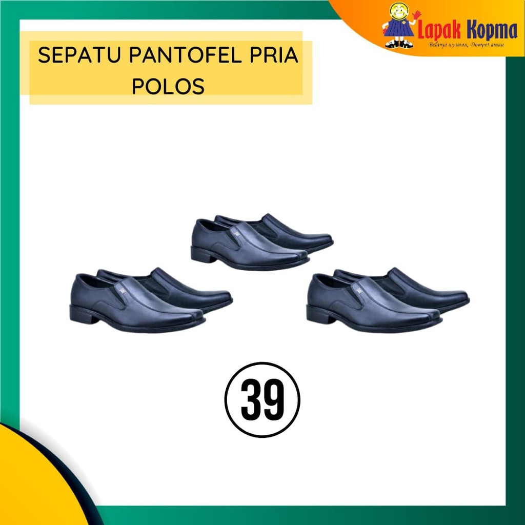 Sepatu Pantofel Hitam Polos Laki-Laki Non-tali/ Sepatu Ospek/Sepatu PKKMB